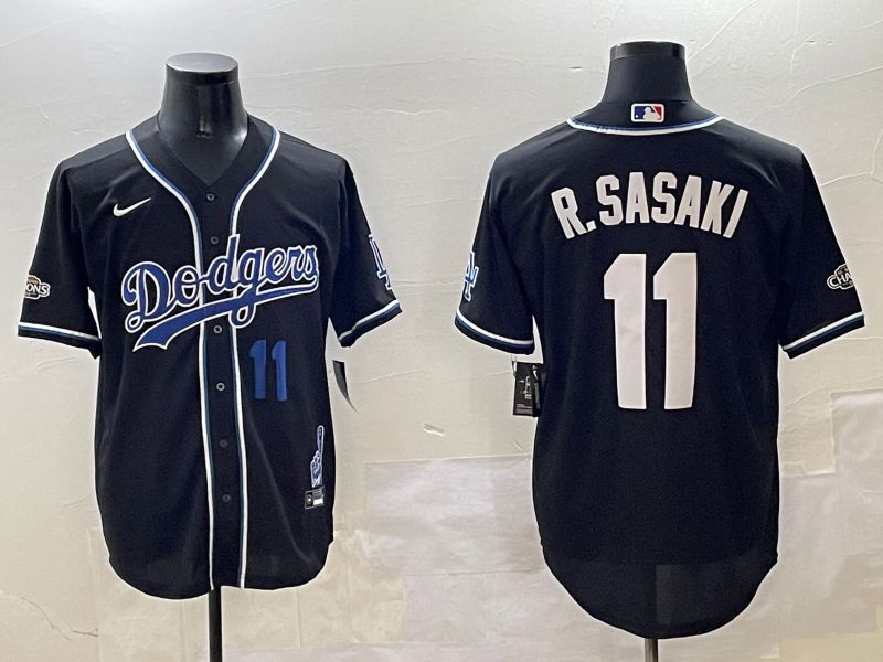 Men Los Angeles Dodgers #11 R.Sasaki Black Fashion Game 2025 Nike MLB Jersey style 30612->los angeles dodgers->MLB Jersey